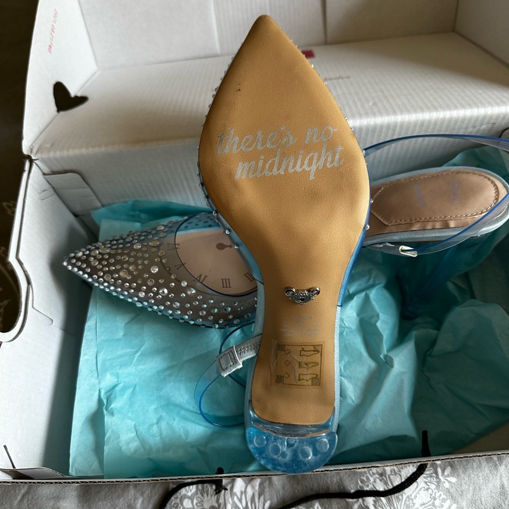 Aldo Clear Blue Jeweled Pointed-Toe Heels